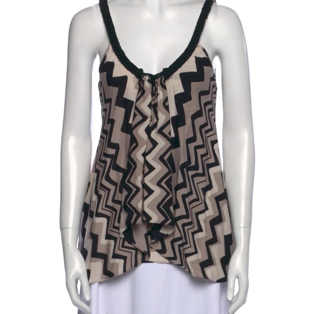 Diane von Furstenberg Womens‎ Silk Tank Top Black Gray Size S